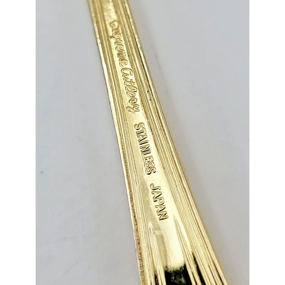 Supreme Cutlery Gold Tone Stainless Japan Flatware Set w/ Wood Case Set of 51